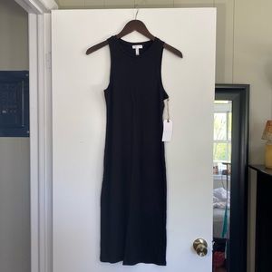 NWT Leith Black Fitted Ribbed Midi Dress Size Small